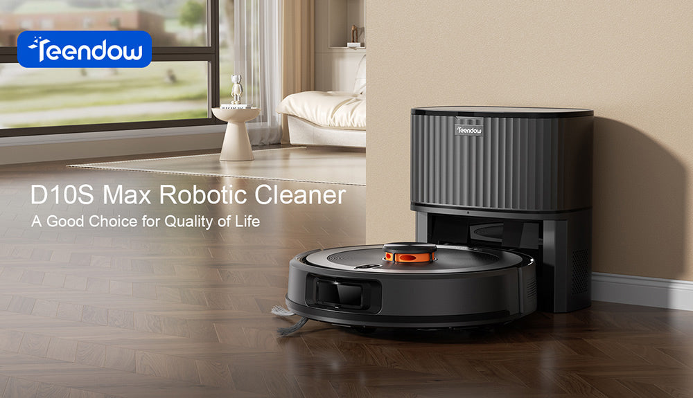 Robotický vysávač a mop Teendow D10S MAX 2 v 1 s automatickou vyprázdňovacou stanicou, silným sacím účinkom 4500 Pa a inteligentným mapovaním.