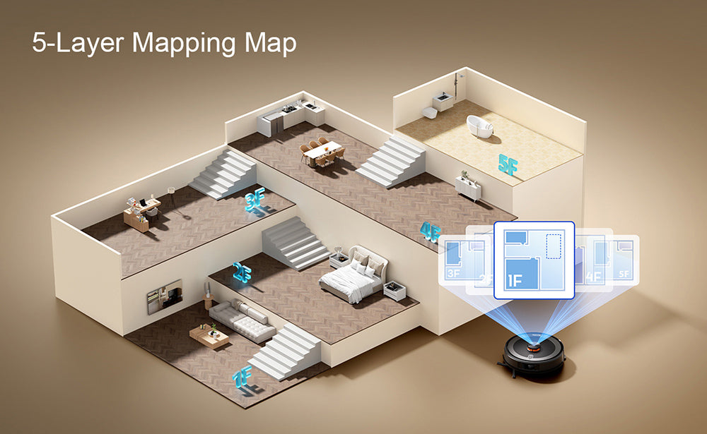 Robotický vysávač a mop Teendow D10S MAX 2 v 1 s automatickou vyprázdňovacou stanicou, silným sacím účinkom 4500 Pa a inteligentným mapovaním.