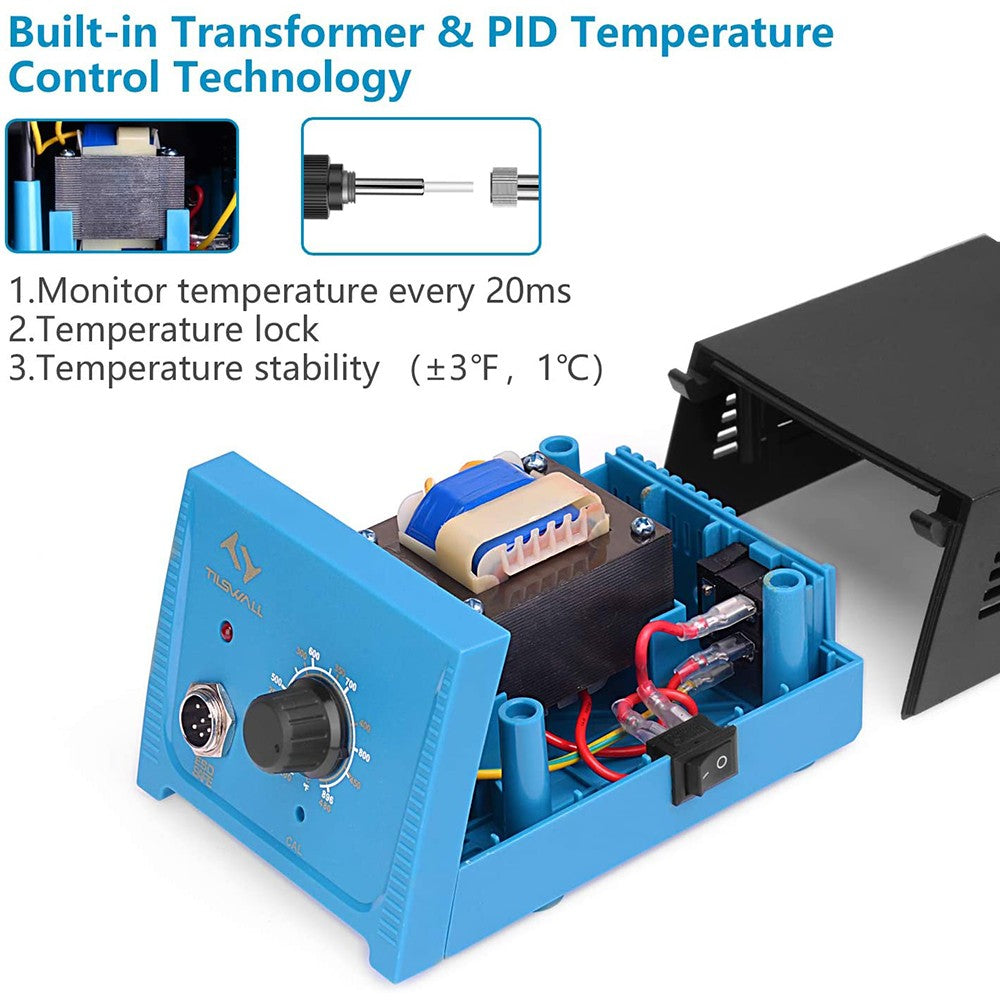Sada na pájení Tilswall RJ969 65W, 5 hrotů, inteligentná regulácia teploty (392°F-896°F), antistatická, ESD bezpečná