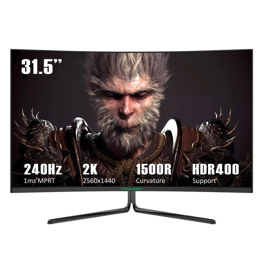 TITAN ARMY C32C1S 1500R Curved Gaming Monitor, 31.5-inch  2560*1440 HVA Fast Panel, 240Hz Refresh Rate, 1ms GTG, Adaptive Sync, HDR400, 99% sRGB, Game Plus Mode, Support PIP &amp; PBP Display, Low Blue Light