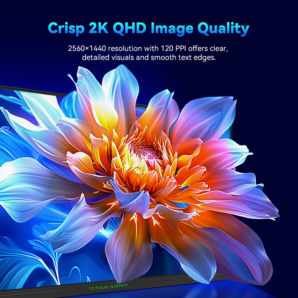 Herný monitor TITAN ARMY P2510S, 24,5'' 2560*1440 QHD FAST IPS displej, obnovovacia frekvencia 240 Hz, 1 ms GTG, 95 % DCI-P3, HDR10, Adaptive-Sync, Dynamic OD, režim Game Rush, PIP & PBP displej, všestranné režimy zobrazenia, redukcia modrého svetla, VESA uchytenie na stenu.