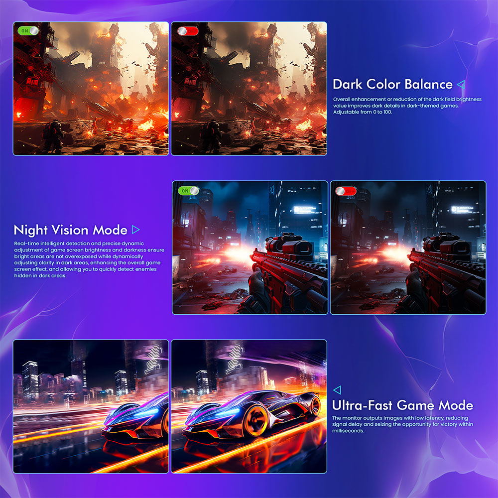 Herný monitor TITAN ARMY P2710S, 27-palcový 2560*1440 16:9 Fast IPS LCD displej, obnovovacia frekvencia 240 Hz, 1 ms GTG, HDR 400, Adaptive-Sync, Dynamic OD, herný režim a 10 režimových scén, režim rozdeleného obrazu PBP a PIP, otočný stojan, možnosť upevnenia na stenu.