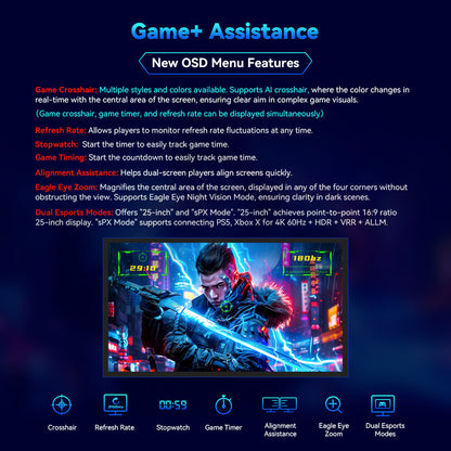 TITAN ARMY P27GR Gaming Monitor, 27-inch 2560*1440 16:9 Fast IPS Screen, 180Hz Refresh Rate, 1ms GTG, 99% sRGB, HDR10, Adaptive-Sync, Gaming Mode, Dynamic OD, PBP &amp; PIP Display, Low Blue Light, Adjustable Tilt, VESA Wall Mounting