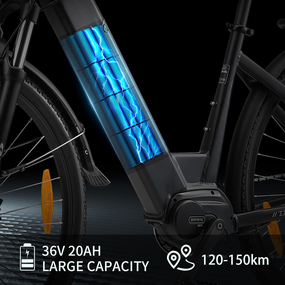 TTGO C7(ZZ-28ST) Electric Bike, 250W BAFANG Mid Drive Motor, 36V 20Ah Battery, 700C*45C Tire, 25km/h Max Speed, 160-180km Range, Hydraulic Disc Brake, Shimano 9-speed, LCD Display - White