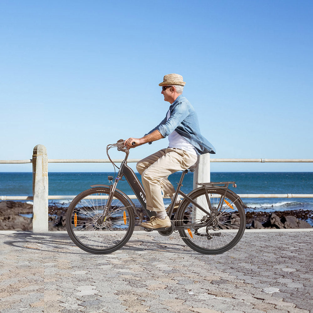 TTGO C7(ZZ-28ST) Electric Bike, 250W BAFANG Mid Drive Motor, 36V 20Ah Battery, 700C*45C Tire, 25km/h Max Speed, 160-180km Range, Hydraulic Disc Brake, Shimano 9-speed, LCD Display - White