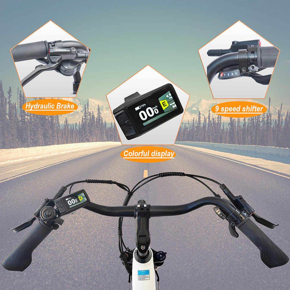 TTGO C7(ZZ-28ST) Electric Bike, 250W BAFANG Mid Drive Motor, 36V 20Ah Battery, 700C*45C Tire, 25km/h Max Speed, 160-180km Range, Hydraulic Disc Brake, Shimano 9-speed, LCD Display - White