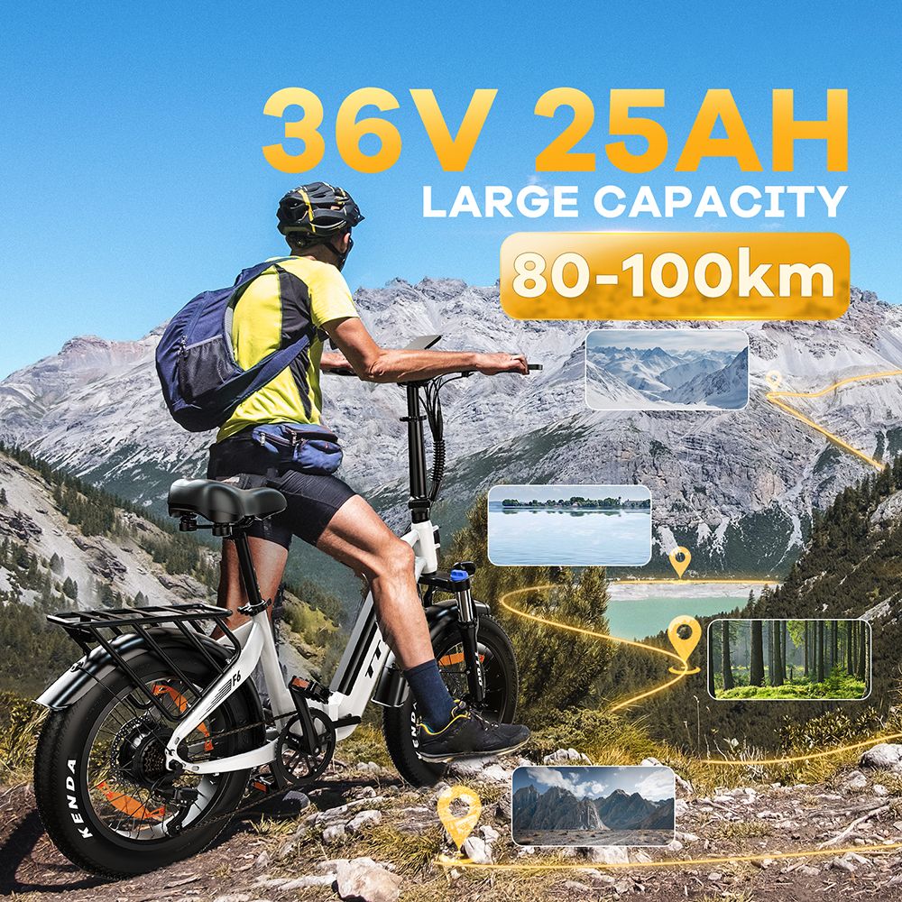 Elektrokol TTGO F6, 250W motor, 36V 25Ah batéria, 20*4 palcové pneumatiky, max. rýchlosť 25 km/h, max. dojazd 100 km, hydraulické kotúčové brzdy, predný tlmič, snímač krútiaceho momentu, 7-stupňová prevodovka Shimano, LCD displej - biela