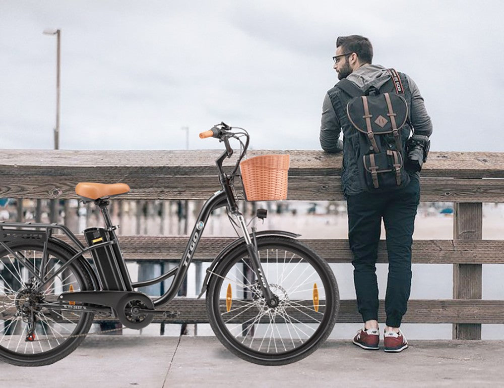 Elektrokol TTGO YY-26ST, 250W motor, 36V 14,5Ah batéria, 26*1,95 palcové pneumatiky, max. rýchlosť 25 km/h, max. dojazd 100 km, kotúčové brzdy, 6-stupňová prevodovka SHIMANO, LED displej - čierna