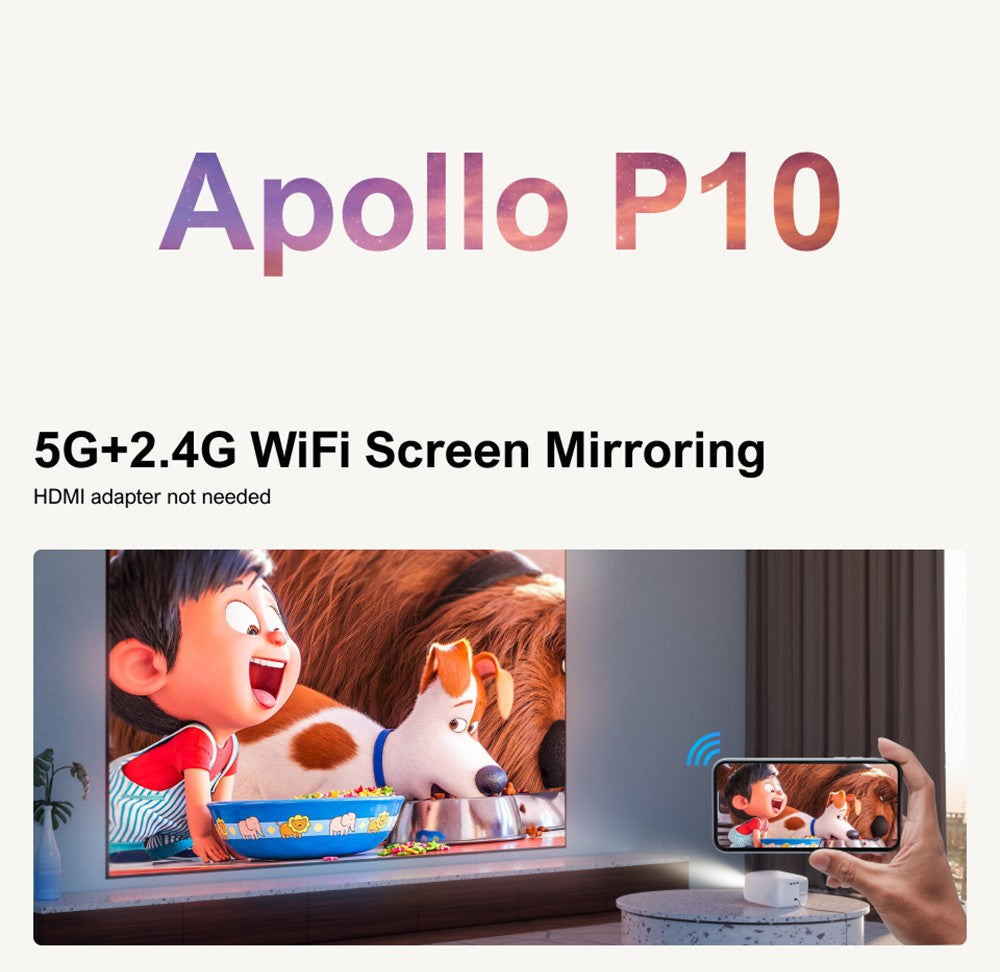 Prenosný projektor ULTIMEA Apollo P10, 300 ANSI, dekódovanie 1080P, natívne rozlíšenie 720P, WiFi 2,4 GHz/5 GHz