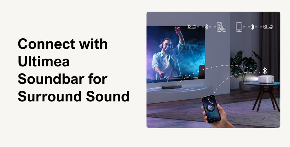 Prenosný projektor ULTIMEA Apollo P10, 300 ANSI, dekódovanie 1080P, natívne rozlíšenie 720P, WiFi 2,4 GHz/5 GHz