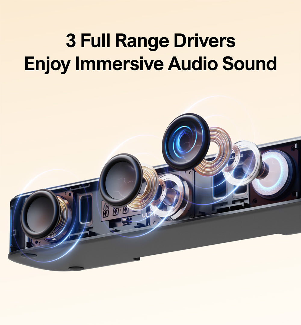 Reproduktorový systém s basovým reproduktorom a zvukovou lištou Ultimea Aura A40, 7.1 kanálový, ovládanie cez aplikáciu, 10-pásmový ekvalizér, 121 predvolieb ekvalizácie, Bluetooth 5.3, špičkový výkon 330 W
