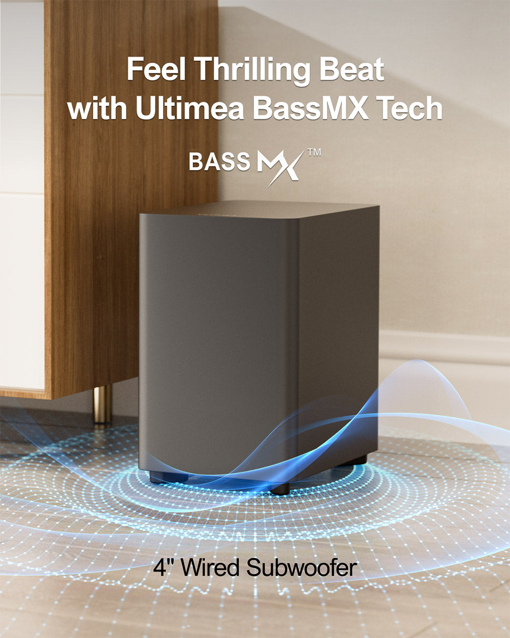 Reproduktorový systém s basovým reproduktorom a zvukovou lištou Ultimea Aura A40, 7.1 kanálový, ovládanie cez aplikáciu, 10-pásmový ekvalizér, 121 predvolieb ekvalizácie, Bluetooth 5.3, špičkový výkon 330 W