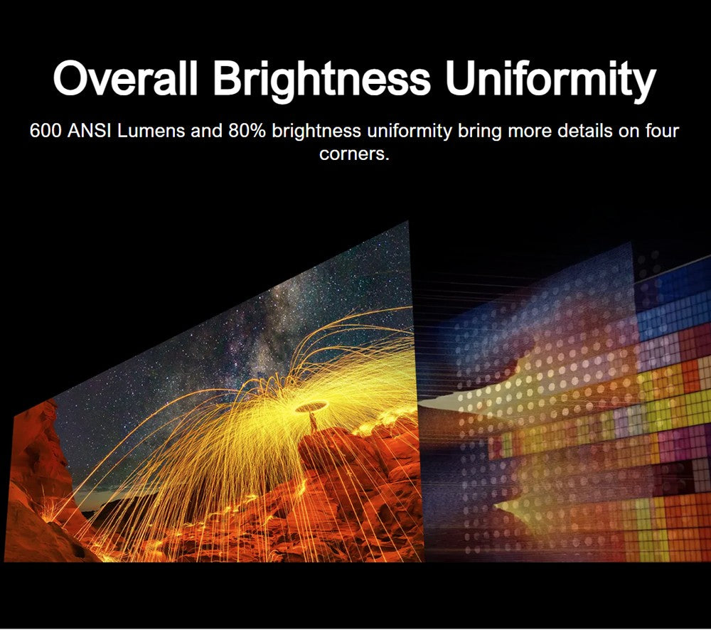 Projektor ULTIMEA Nova C40 s otočným statívom, 600 ANSI, dekódovanie 4K, natívne 1080P, Bluetooth 5.3, Android TV 11.0, Dolby Audio, automatické zaostrenie a korekcia lichobežníkového zkreslenia