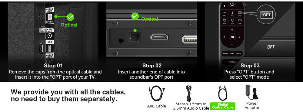 Zvuková lišta ULTIMEA Nova S40 s drátovým subwooferom, 2.1 kanálový systém, diaľkové ovládanie, režimy Film/Hudba/Hra, ARC/Optický/AUX/USB/Bluetooth 5.3 pripojenie, pre TV, PC a hry.