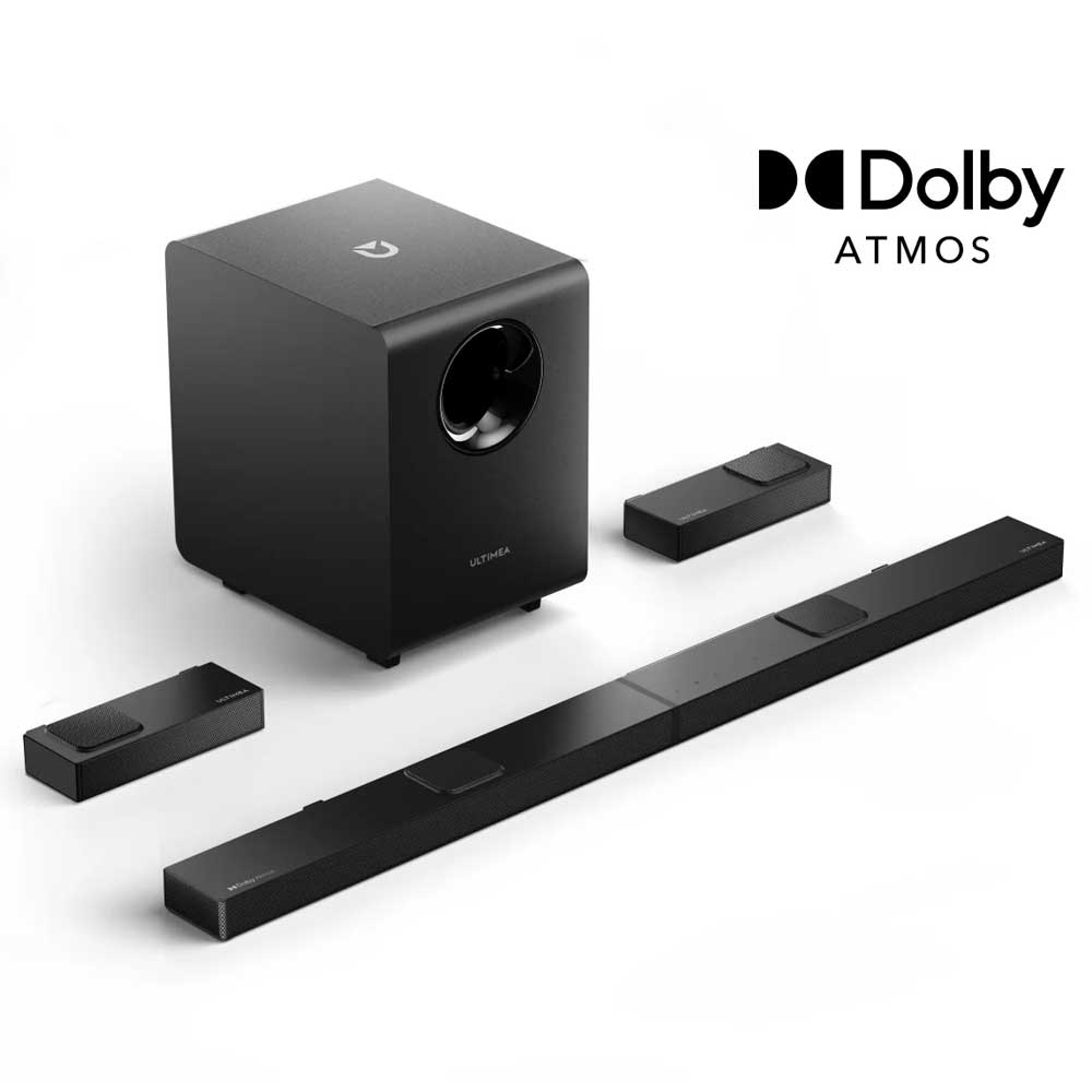 Ultimea Nova S90 7.1.4 Channel Soundbar Subwoofer Speaker Kit, Dolby Atmos, 740W Peak Power, 4K HDR Pass-through, 6 Equalizer Modes