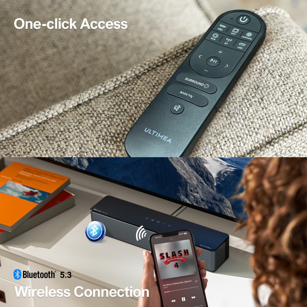 Súprava reproduktorov s basovým reproduktorom a zvukovou lištou Ultimea Poseidon D60, Dolby Atmos 5.1, nastaviteľná úroveň priestorového zvuku, viaceré režimy