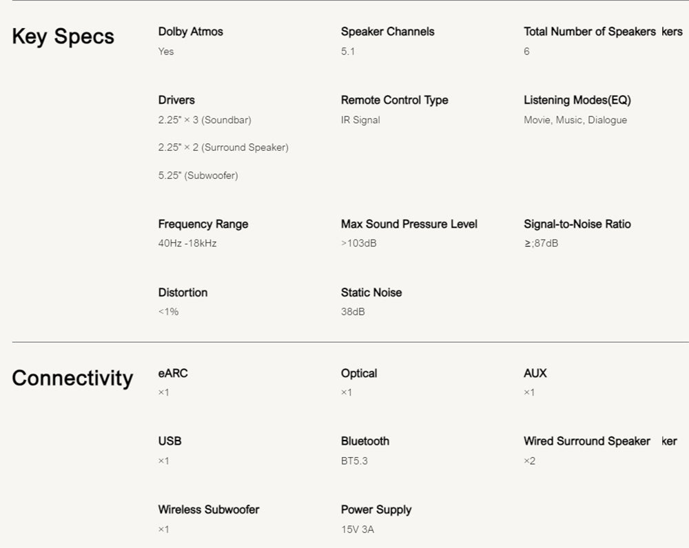 Súprava reproduktorov s basovým reproduktorom a zvukovou lištou Ultimea Poseidon D60, Dolby Atmos 5.1, nastaviteľná úroveň priestorového zvuku, viaceré režimy