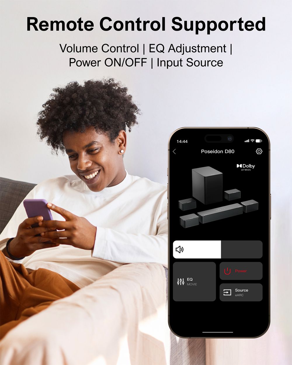 ULTIMEA Poseidon D80 7.1 kanálový soundbar s subwooferom, Dolby Atmos, špičkový výkon 460 W, ovládanie cez aplikáciu, 10-pásmový ekvalizér, 121 predvolieb ekvalizácie, Bluetooth 5.3