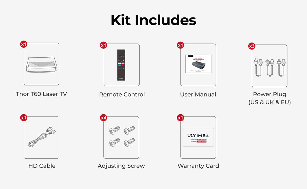 Laserový projektor Ultimea Thor T60, 4000 ANSI lumenov, Dolby Atmos & Dolby Vision, natívne rozlíšenie 4K, HDR 10, kontrast 4000:1, 8-bodová kalibrácia, Android TV 11 - EU zástrčka