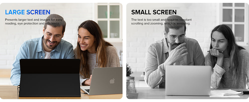 Prenosný herný monitor UPERFECT K118 18'', obnovovacia frekvencia 144 Hz, 2560x1600 QHD IPS displej, kontrastný pomer 1000:1, FreeSync, HDR, 100% DCI-P3, vstavaný reproduktor, doba odezvy 9 ms, nízke modré svetlo, VESA úchyt, 1x Mini HDMI, 1x Type-C, 1x audio jack - EU zástrčka