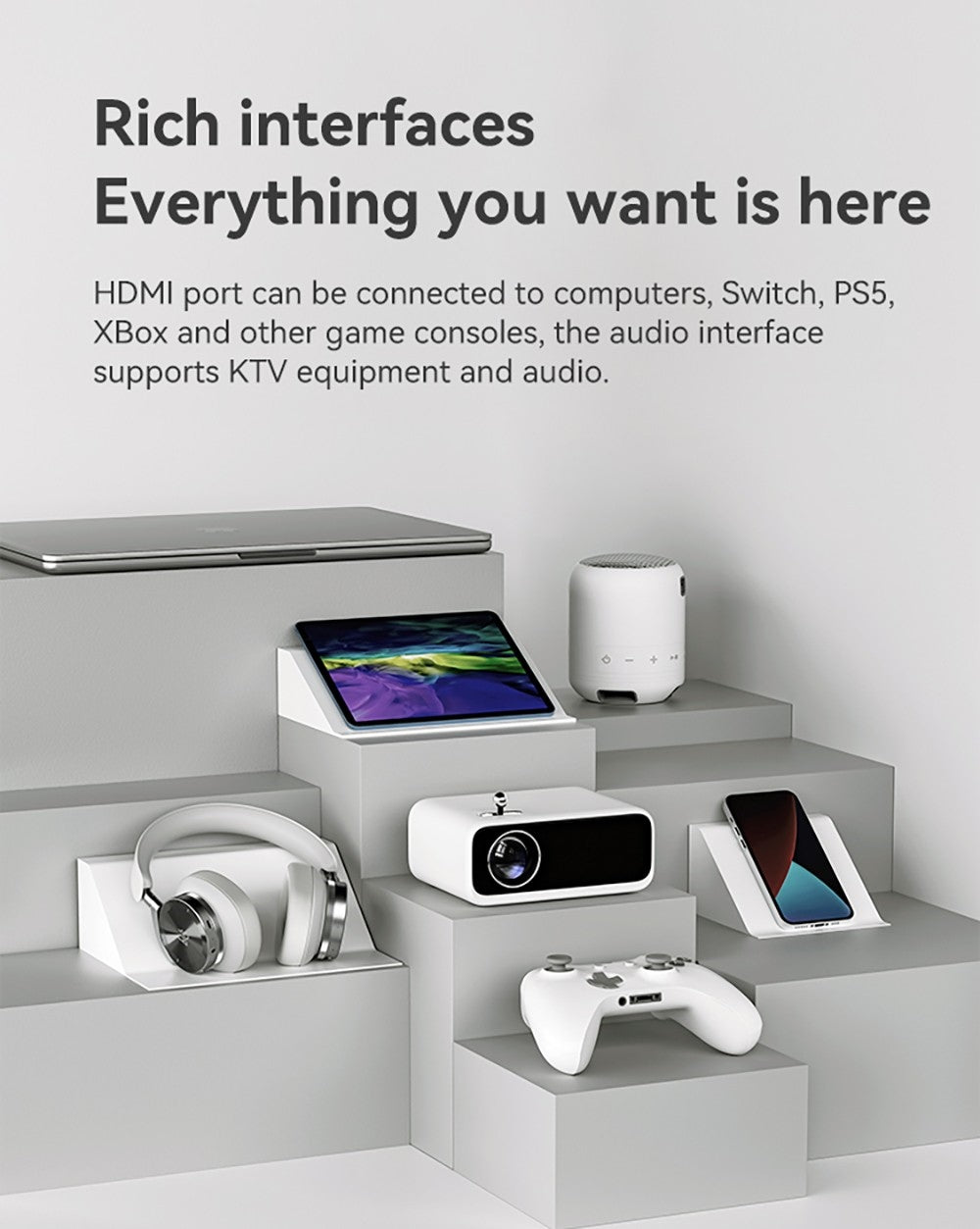 Projektor WANBO Mini Pro, Android 9.0, korekcia lichobežníkového zkreslenia (4 body) - EU zástrčka