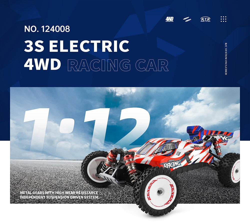Wltoys 124008 RC závodné auto 60 km/h 1300mAh - 2 batérie